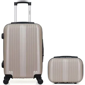 LOT DE 2 - Valises cabine et vanity LIPARI - beige - HERO pas cher