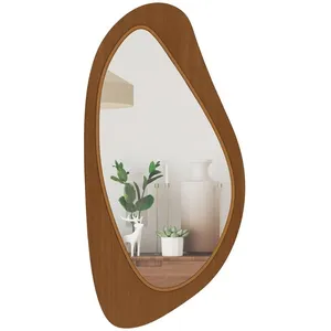 Homcom Miroir mural organique cadre bois naturel 45 x 91 cm pas cher