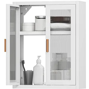HOMCOM Wandkast - Metaal - 40x14x50cm - Wit pas cher
