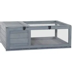 PawHut - Cage de tortue - Bois de sapin - 91x60.5x32cm - Gris pas cher