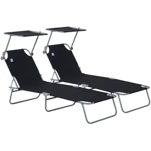 chaise longue - Outsunny - Métal - 187x58x36cm - Noir pas cher