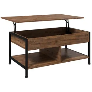 HOMCOM - Table basse relevable - MDF - 100x60x46cm - Brun Rustique pas cher