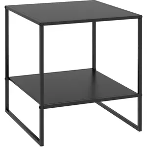 HOMCOM Table basse table d'appoint guéridon bout de canapé 2 niveaux acier noir pas cher