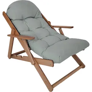 Comparateur de prix : HOMCOM Fauteuil chaise pliable et inclinable en bois grand confort avec coussin capitonné épais - dim. 71I x 89P x 96H cm - gris