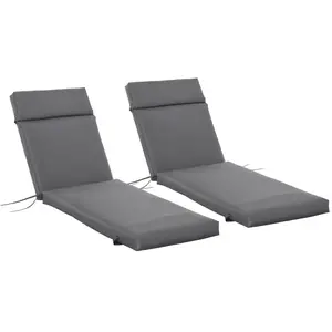 Outsunny Lot de 2 Matelas pour Chaise Longue transat Bain de Soleil avec Sangles d'attache pour Jardin dim.196L x 55l cm Gris foncé pas cher
