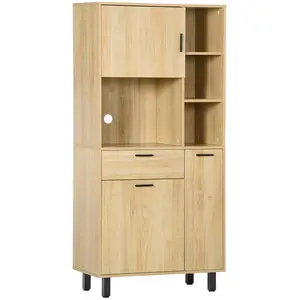 Armoire de cuisine multi-rangements HOMCOM avec tiroir, placards, nich... pas cher