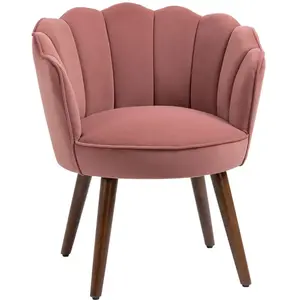HOMCOM - Chaise - Velours - 66x66x78.5cm - Rose pas cher