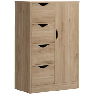 Aosom Meuble de Rangement Buffet Commode Moderne 1 Placard et 4 tiroirs - HO... pas cher