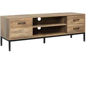 HOMCOM - Meuble TV - Panneau de particules - 132x39x45.5cm - Marron pas cher