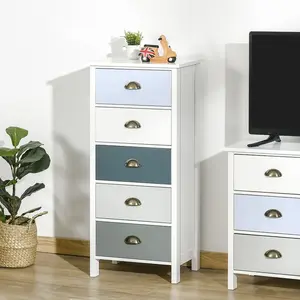 Chiffonnier HOMCOM Meuble de Rangement 5 tiroirs Multicolores - Design... pas cher