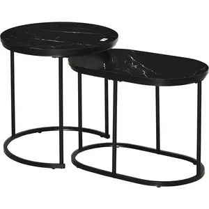 Tables basses gigognes en métal et plateau MDF aspect marbre - HOMCOM ... pas cher