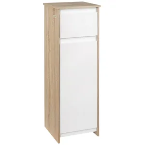 Meuble colonne bas salle de bain KLEANKIN - Aspect bois de chêne clair... pas cher