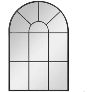 HOMCOM Miroir mural aspect verrière style classique chic - dim. 60L x 90H cm - métal noir verre 3 mm 60x3x91cm Noir