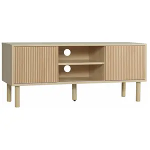 Meuble TV - HOMCOM - Urban Craft - 115x40x49cm - Beige - 2 portes coul... pas cher