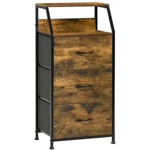 Meuble de rangement colonne - HOMCOM - 3 tiroirs - Marron pas cher