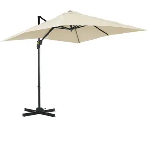 Comparateur de prix : Outsunny Parasol déporté carré inclina 245x245x245cm Beige