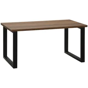 HOMCOM Table basse rectangulaire style industriel métal noir MDF aspect bois de noyer 100x60x50cm pas cher