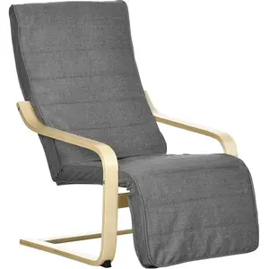 HOMCOM - Fauteuil Luxe - bois massif de bouleau - 94x66.5x100cm - GrisVendu parcdiscount