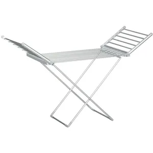 HOMCOM Séchoir étendoir à linge électrique chauffant pliable 2 ailes repliables 230W 45-55°C aluminium 144x53x96cm Gris pas cher