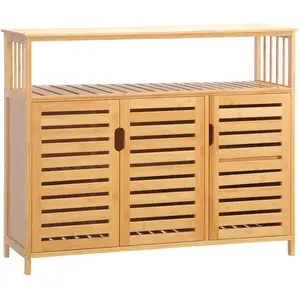 HOMCOM - Buffet - Bambou - 100x35x82cm - Bois naturel pas cher