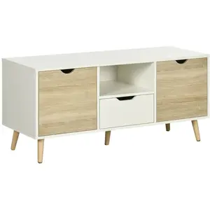 HOMCOM - Meuble TV - Panneaux de particules - 110x40x50cm - Blanc pas cher