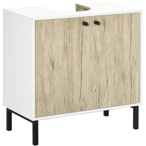 Meuble sous-vasque - KLEANKIN - 60x30x60cm - Marron et blanc - Style c... pas cher