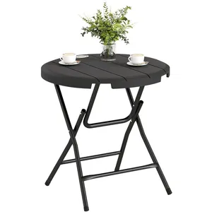 Outsunny - Table de jardin - Acier - 80x80x73cm - Gris foncé pas cher