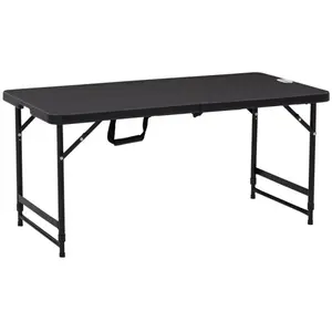Outsunny Table de jardin pliable régla 118x60x74cm Gris pas cher