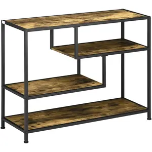 Console design industriel - HOMCOM - 4 étagères - acier noir - panneau...
