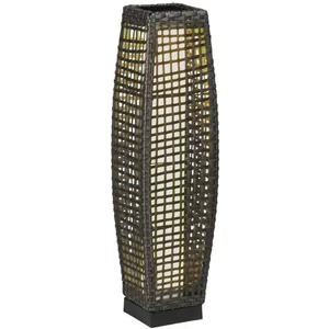 Comparateur de prix : Outsunny Lampadaire LED solaire de jardin style colonial dim. 21L x 21l x 78H cm résine tressée filaire grise 21x21x78cm Gris