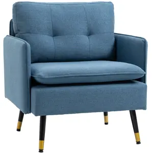 HOMCOM - Fauteuil - Lin (100% polyester) - 76x68x80cm - Bleu pas cher