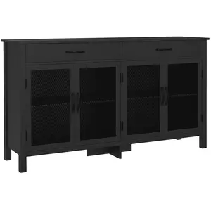HOMCOM - Buffet - Panneau de particules - 150x40x85cm - Noir pas cher