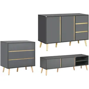 Ensemble de commode 3 tiroirs, buffet et meuble TV - HOMCOM - Panneau ...Vendu parcdiscount