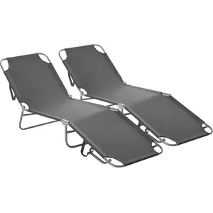 Bain de Soleil - Outsunny - Métal - 187x55x24cm - Gris pas cher