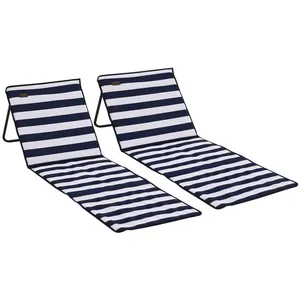 Outsunny - Matelas de plage - polytester - 142x51x40cm - Blanc et Bleu pas cher