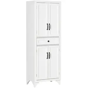 Buffet haut 4 portes 2 étagères tiroir coulissant - HOMCOM - Blanc pas cher