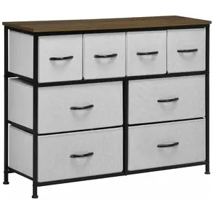 Homcom Commode 8 tiroirs - structure acier noir tissu pliant gris pas cher