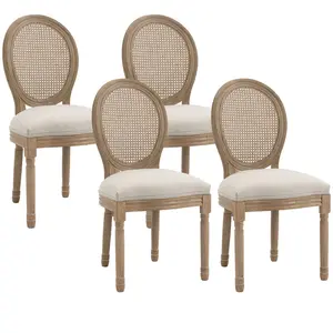 Chaise de salle à manger - HOMCOM - Tissu polyester au toucher lin - 49x56x96cm - Beige pas cher
