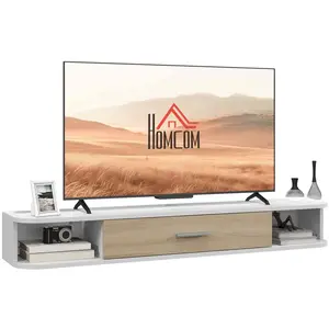 Meuble TV mural HOMCOM banc TV jusqu'à 50 pouces avec compartiments ou... pas cher