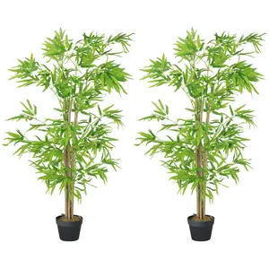 ot de 2 bambous artificiels Outsunny Hauteur 1,5 m 644 Feuilles denses... pas cher