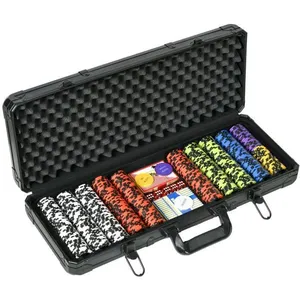 SPORTNOW Mallette pro de poker coffret pro poker 500 jetons 2 jeux car...