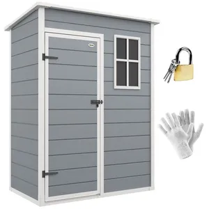 Comparateur de prix : Outsunny Abri de jardin - remise pour outils - cabanon porte verrouillable, fenêtre - dim. 151L x 92l x 193H cm - alu PP gris blanc