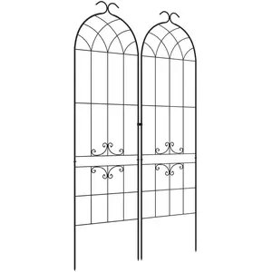 Comparateur de prix : Outsunny Lot de 2 treillis de jardin support pour plantes grimpantes métal noir