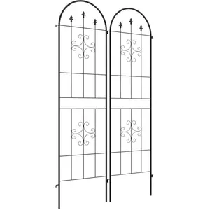 Comparateur de prix : Outsunny Lot de 2 treillis de jardin support pour plantes grimpantes acier noir