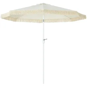 Comparateur de prix : Outsunny Parasol inclinable de jardin style bohème à franges polyester haute densité crème