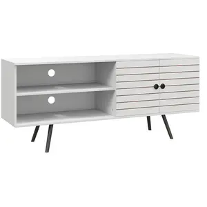 Meuble TV HOMCOM meuble pour télévision jusqu'à 65 pouces avec 2 compa... pas cher