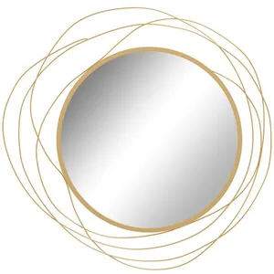 Homcom Miroir rond design moderne Ø 65 cm métal filaire doré pas cher