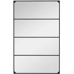 Homcom Miroir mural verrière rectangulaire style industriel métal noir pas cher