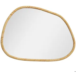 Miroir mural - HOMCOM - forme organique - cadre en bois - décoration d... pas cher