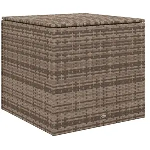 Outsunny Coffre de jardin dim. 75L x 75l x 70H cm vérin pneumatique doublure intérieure résine tressée aspect rotin taupeVendu parcdiscount